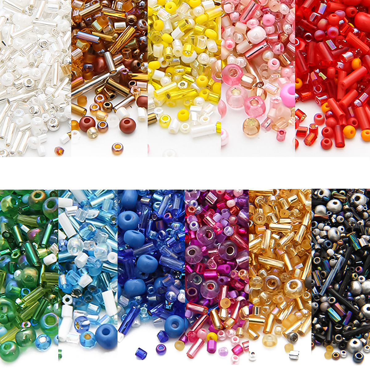 Embroidery Glass Beads - 800Pcs Mixed Glass Seed Beads Multi
