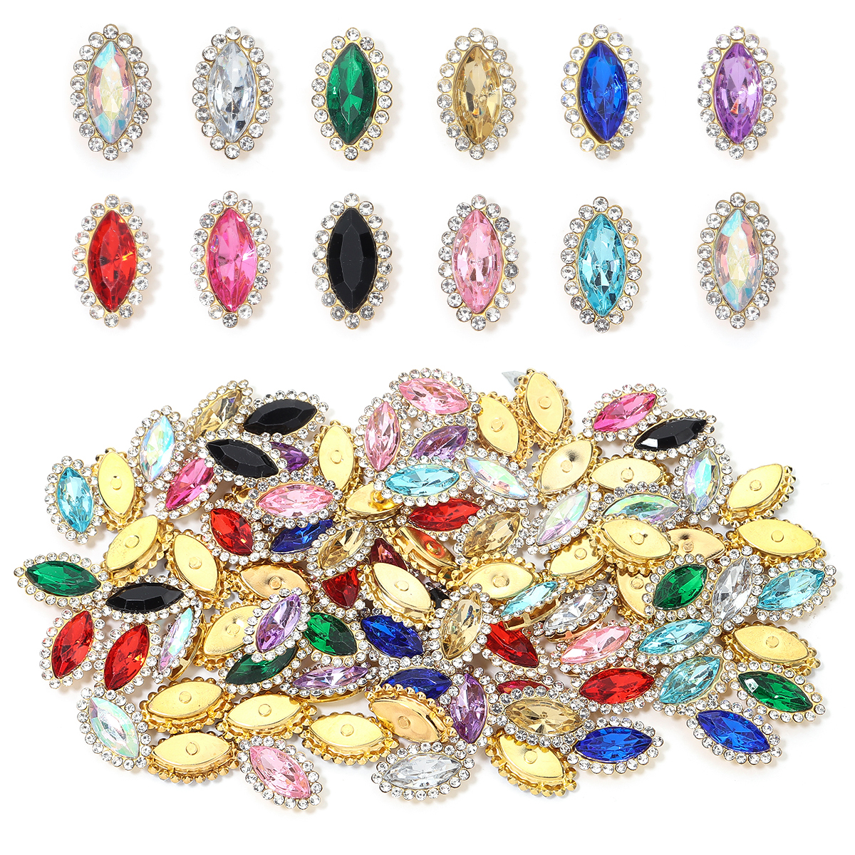 Embroidery Glass Beads - 30pcs/lot Acrylic Horse Eye Sewing Rhinestones