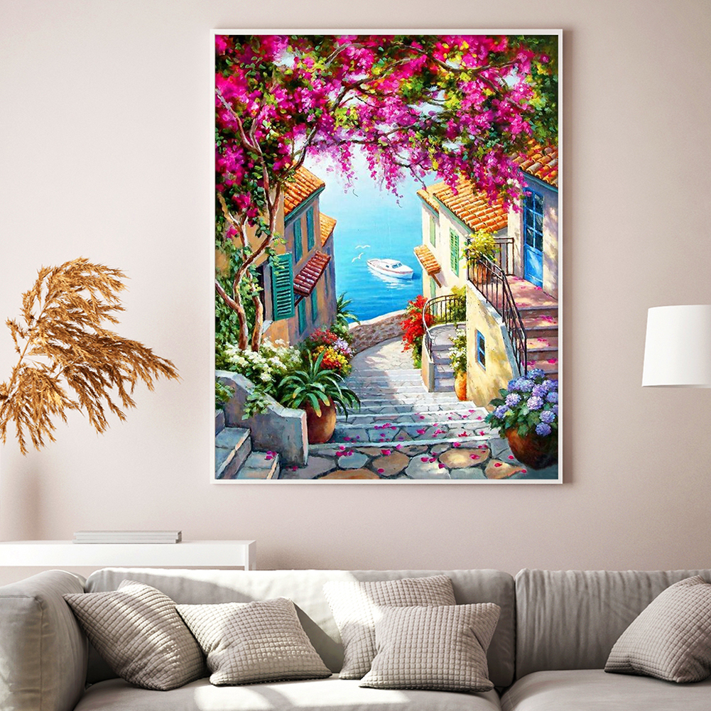 Printed Embroidery Kit - Seaside Printed Cross Stitch Kit 40x55cm