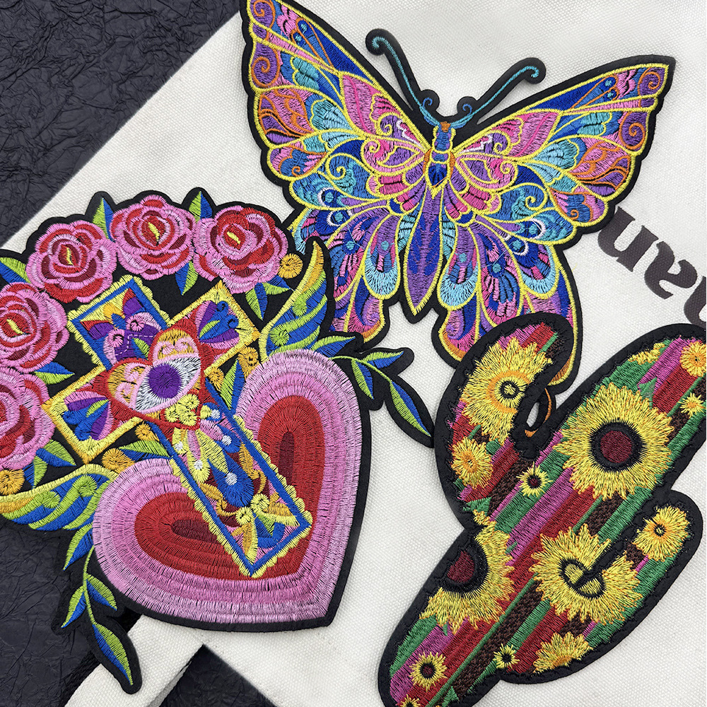 Embroidery X Pattern - Ethnic style embroidery patch butterfly heart