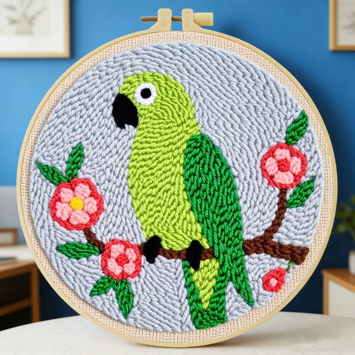 Printed Embroidery Kit - 20X20CM/7.87inch Animal - Bird punch needle