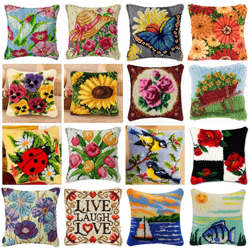 Printed Embroidery Kit - Smyrna Flower Latch Hook Kit Mats