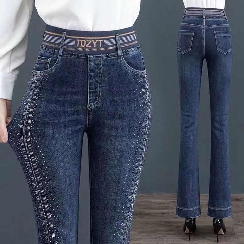 Embroidery Jeans Sakura - Korean Fashion Simple Elegant High Waist