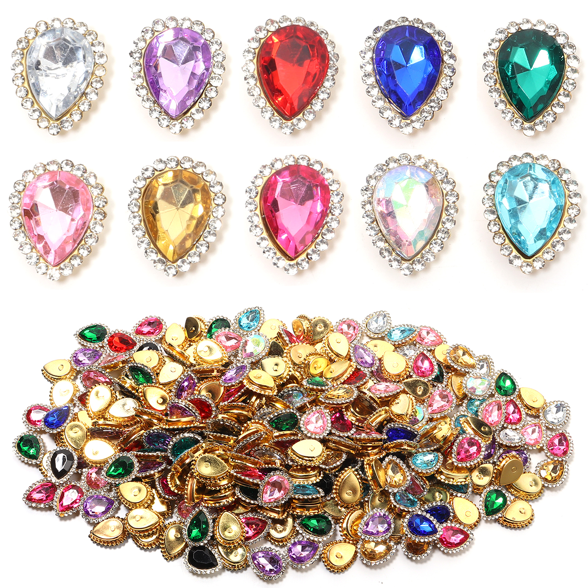 Embroidery Glass Beads - 20pcs Sunflower Waterdrop Shape Sewing Claw
