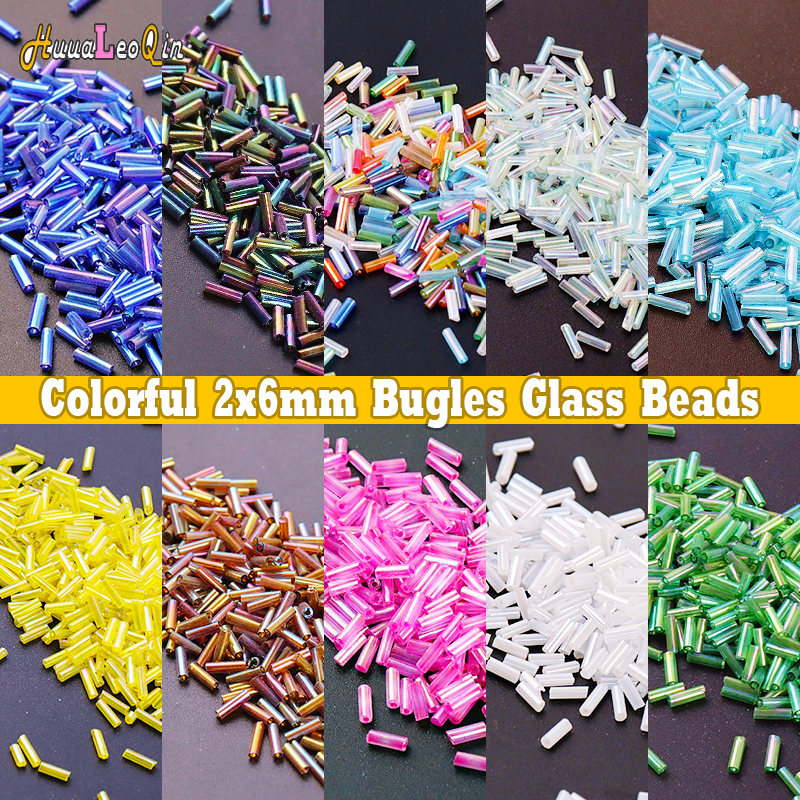 Embroidery Glass Beads - 5g 2x6mm Colorful Bugles Glass Beads