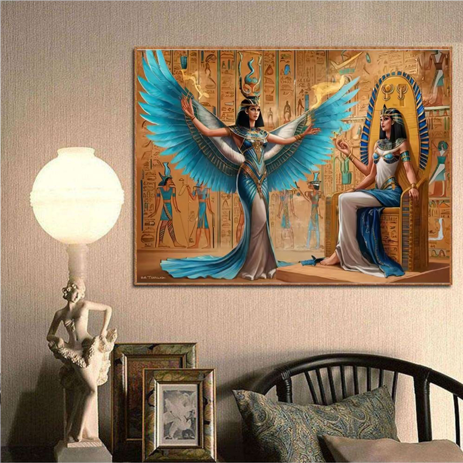 Embroidery In Egypt - Pharaoh and winged goddess Diamond Embroidery