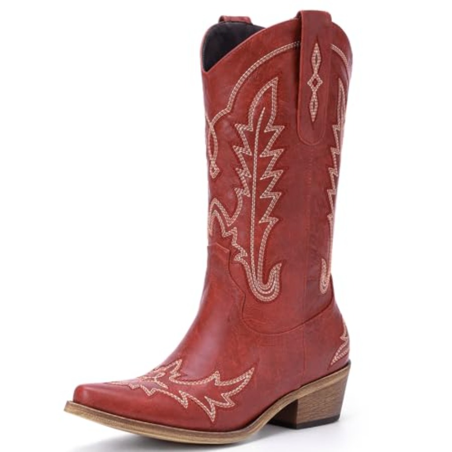 Embroidery On Leather - Rivalran Cowboy Boots for Women -