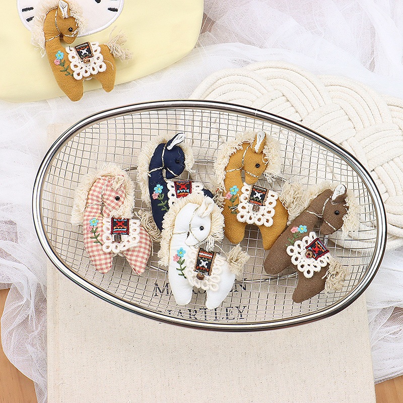 Embroidery Horse - Cute Plaid Pony Brooch Handmade Stuffed