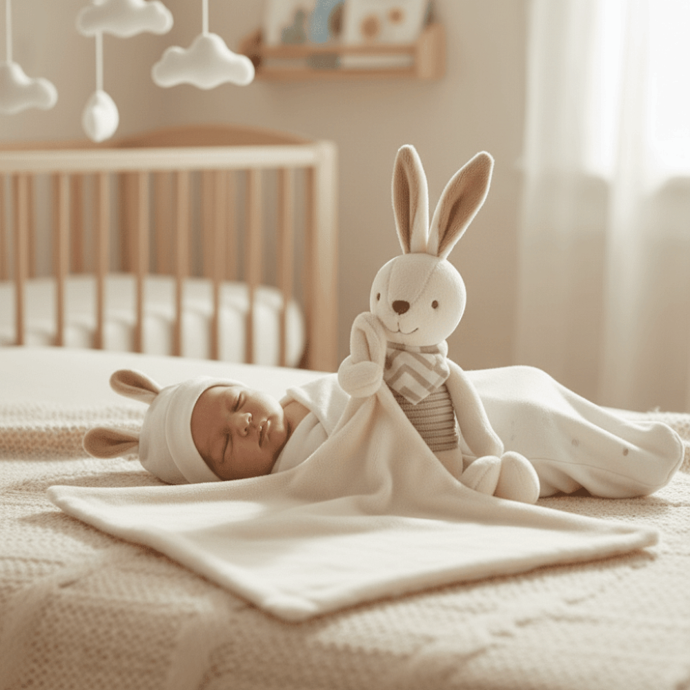 Embroidery Towel - Square Shape Baby Rabbit Comforter Elegant
