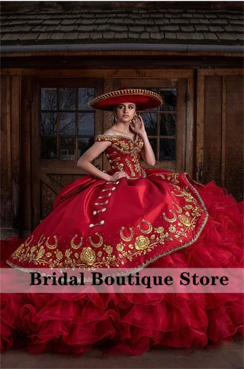 Embroidery Glass Beads - New Arrival Mexi Red Ball Gown