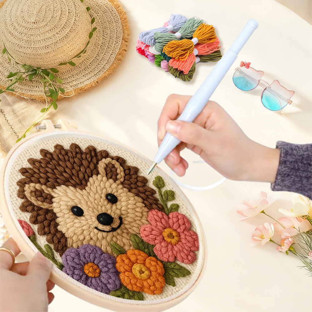 Embroidery Ideas For Bags - Hedgehog pattern Punch Needle Embroidery Frame