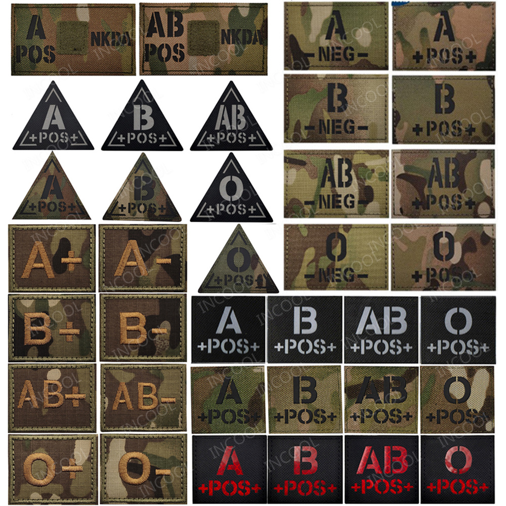 Embroidery Fonts - Blood Type Reflective Patches A B