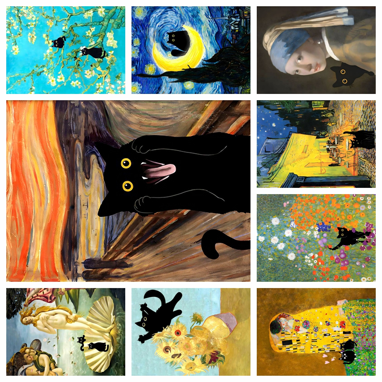 Printed Embroidery Kit - 5D Diamond Painting Funny Cute Black