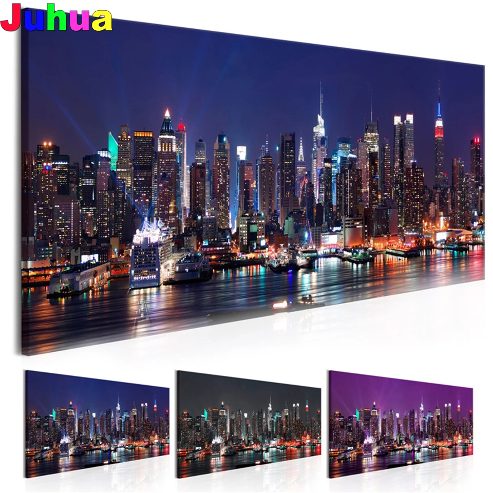 New York Building Night Scene  - Embroidery York recension och pris