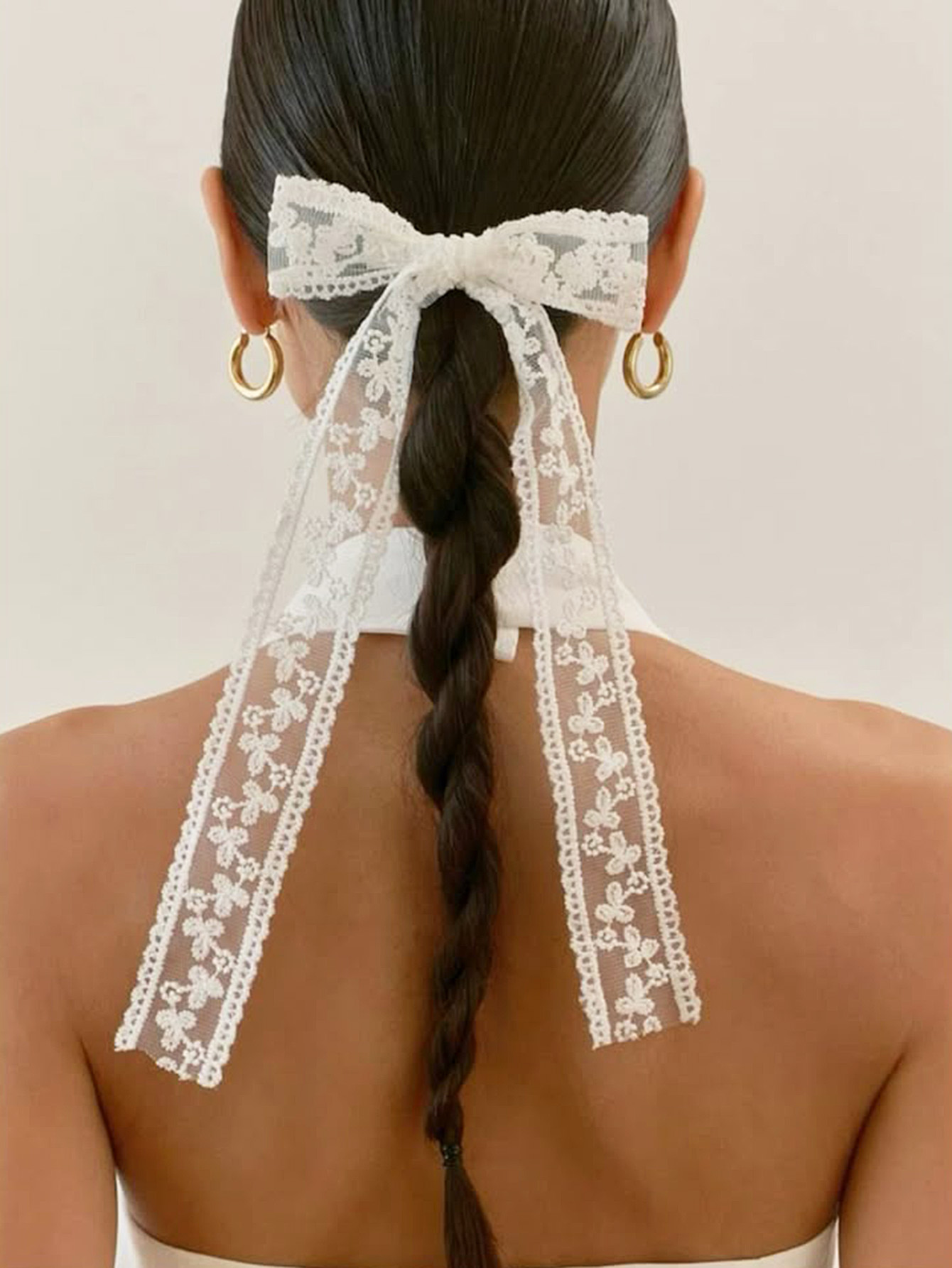White Lace Sweet Bow Knot Ribb - Embroidery Knot recension och pris