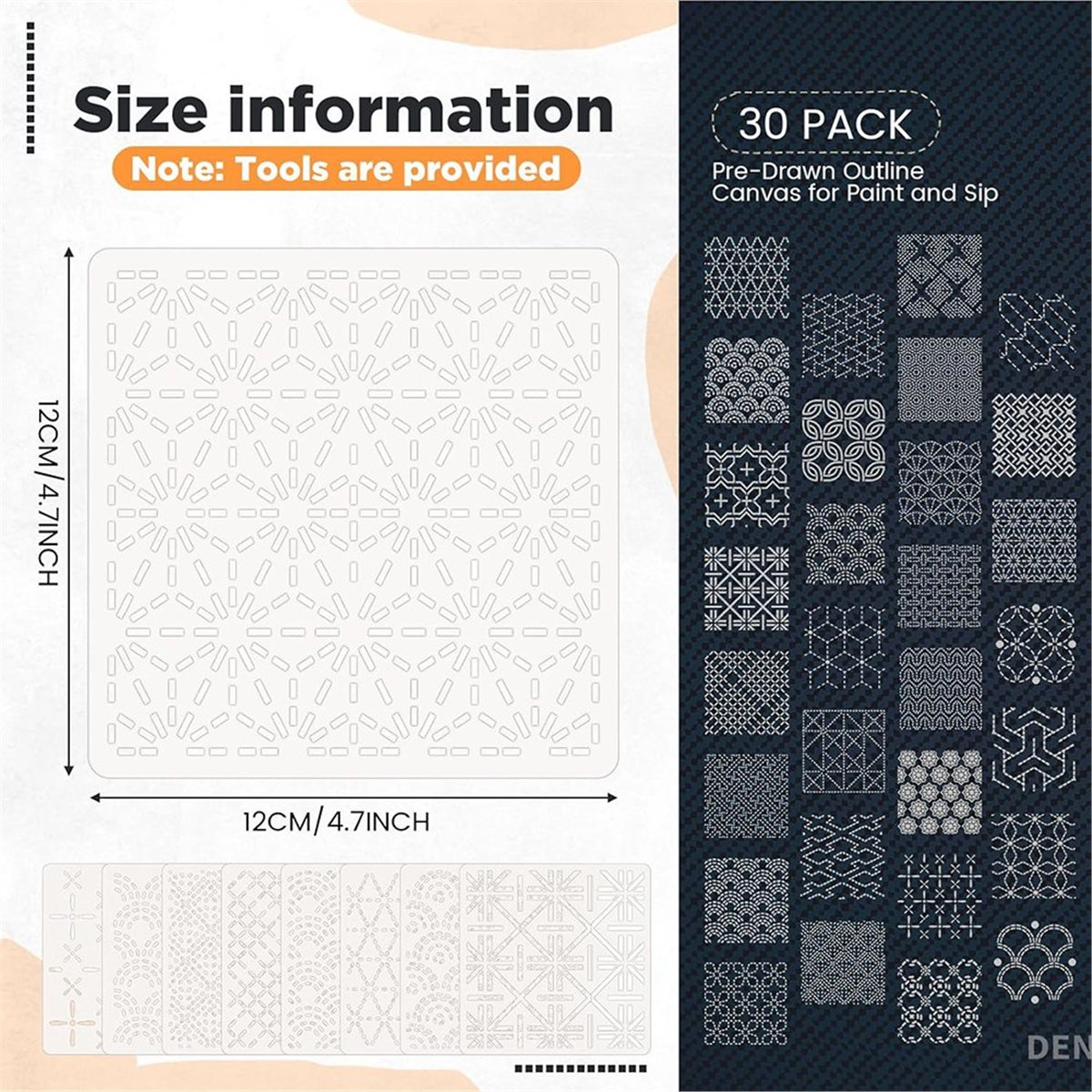 30 Pcs Spike Template Stencil  - Embroidery X Pattern recension och pris