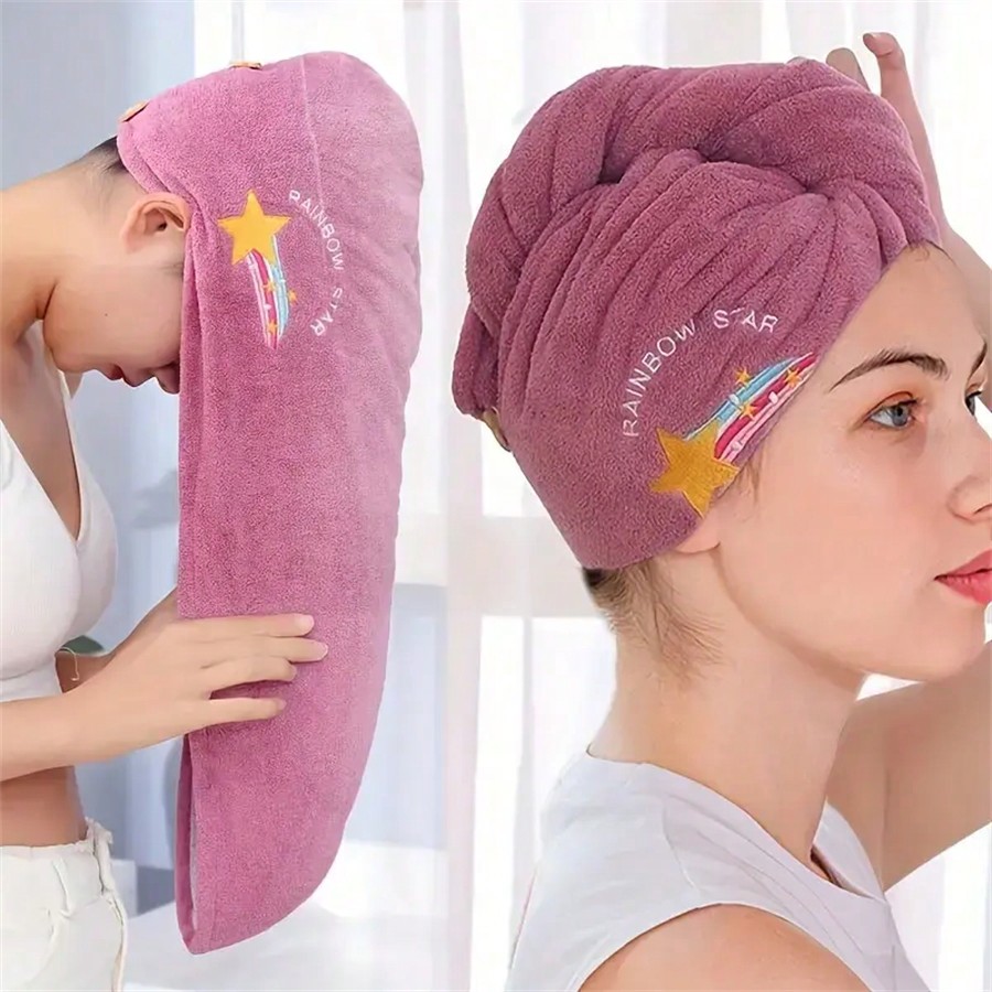 Quick-Dry Coral Fleece Hair To - Embroidery Towel recension och pris