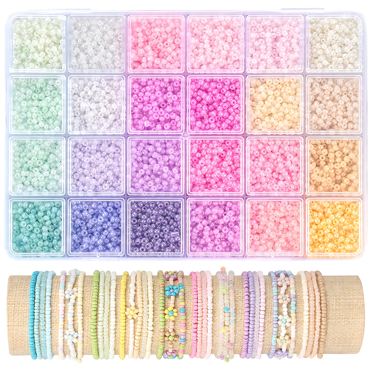 24-Color Glass Seed Beads Asso - Embroidery Glass Beads recension och pris