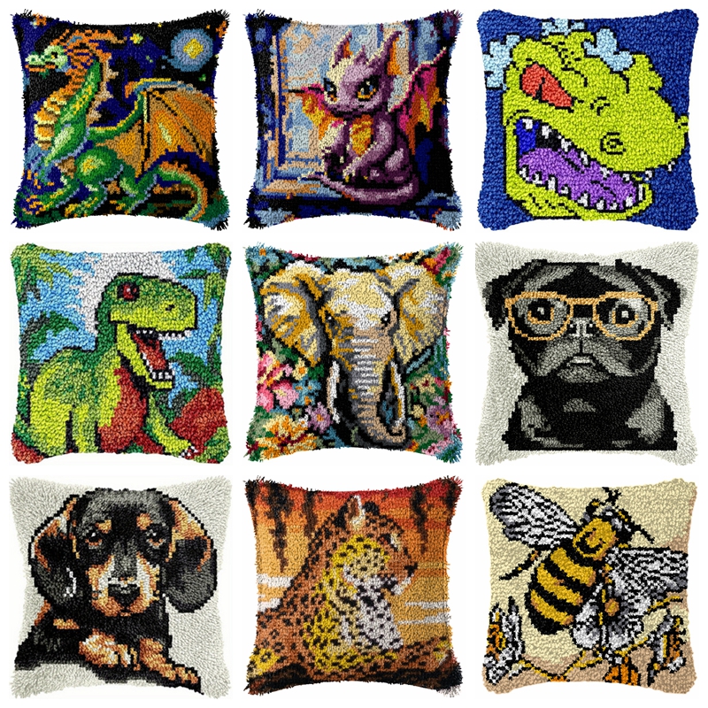 Dinosaur Latch Hook Pillow Kit - Printed Embroidery Kit recension och pris