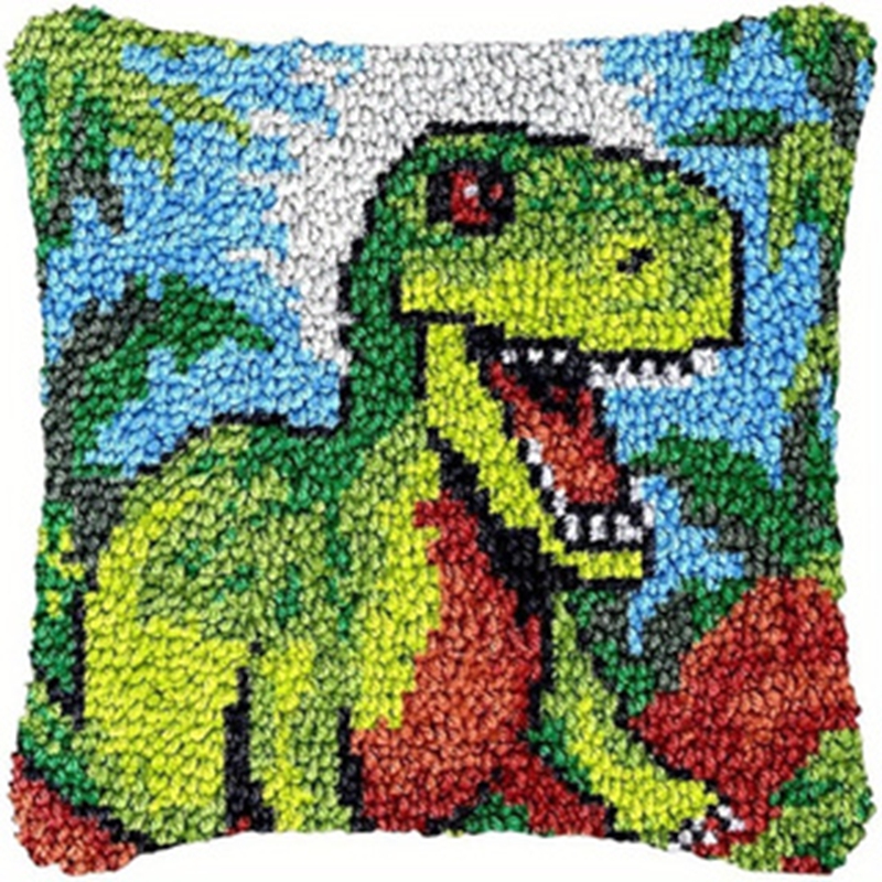 Dinosaur Latch Hook Pillow Kit - Printed Embroidery Kit recension och pris