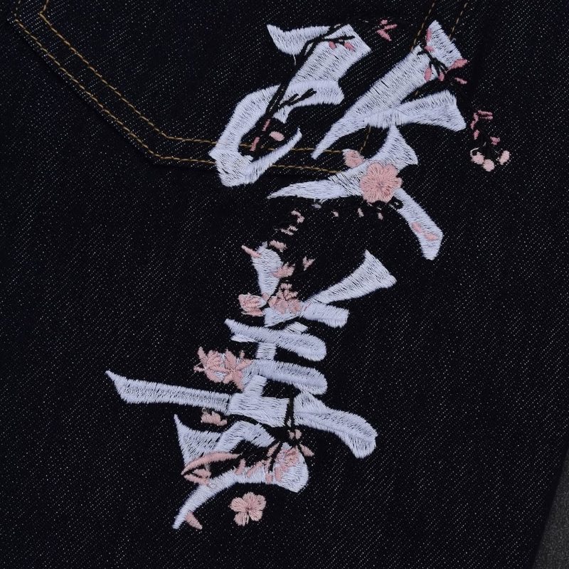 Mens Jeans Harajuku Y2K Retro  - Embroidery Font Free recension och pris