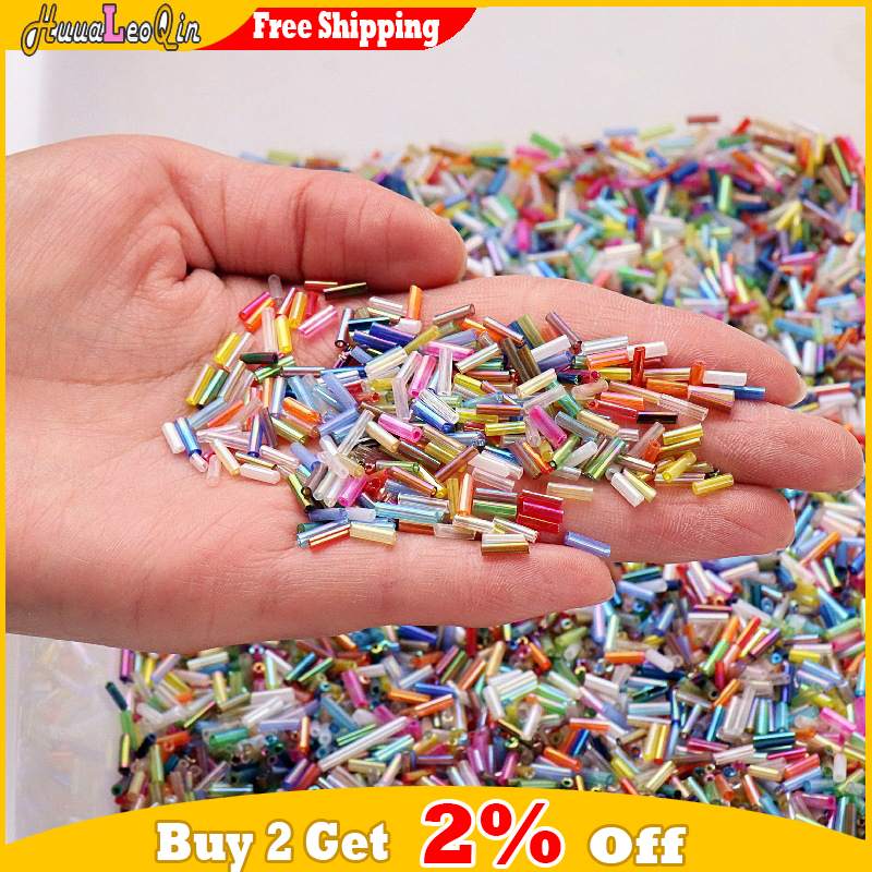 5g 2x6mm Colorful Bugles Glass - Embroidery Glass Beads recension och pris