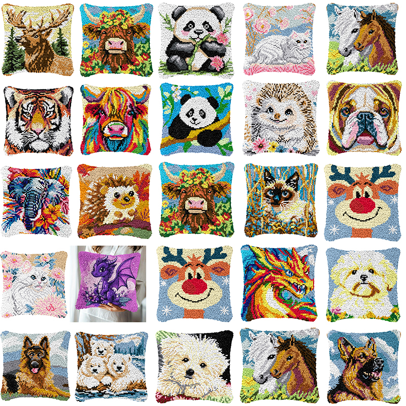 Dog Cow Latch Hook Pillow Smyr - Printed Embroidery Kit recension och pris