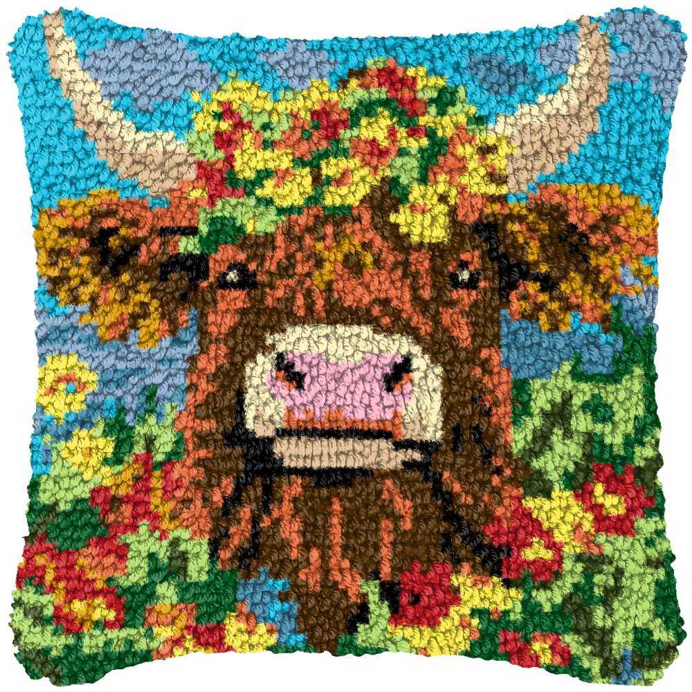 Dog Cow Latch Hook Pillow Smyr - Printed Embroidery Kit recension och pris