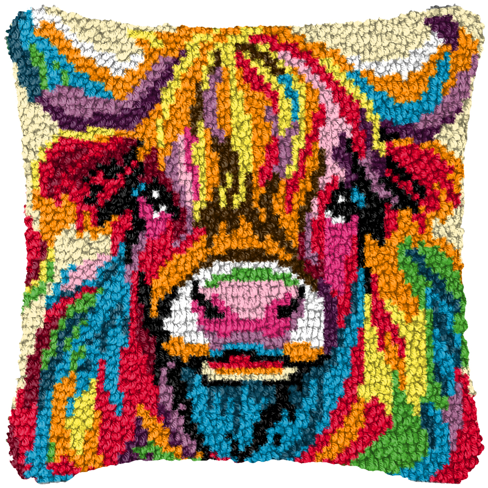 Dog Cow Latch Hook Pillow Smyr - Printed Embroidery Kit recension och pris