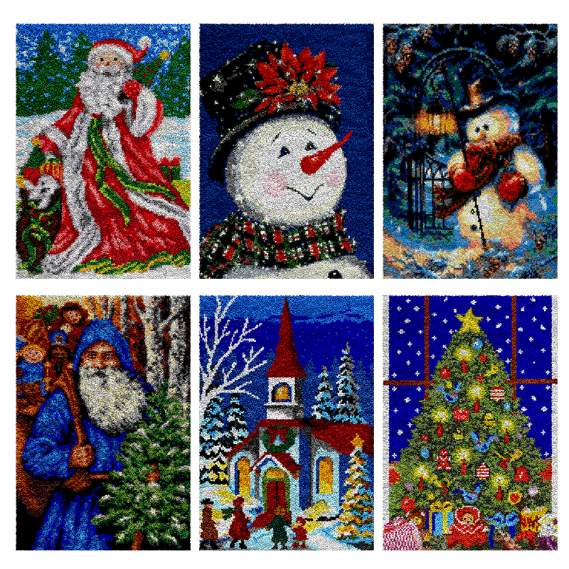 Christmas Latch hook rug kit C - Printed Embroidery Kit recension och pris