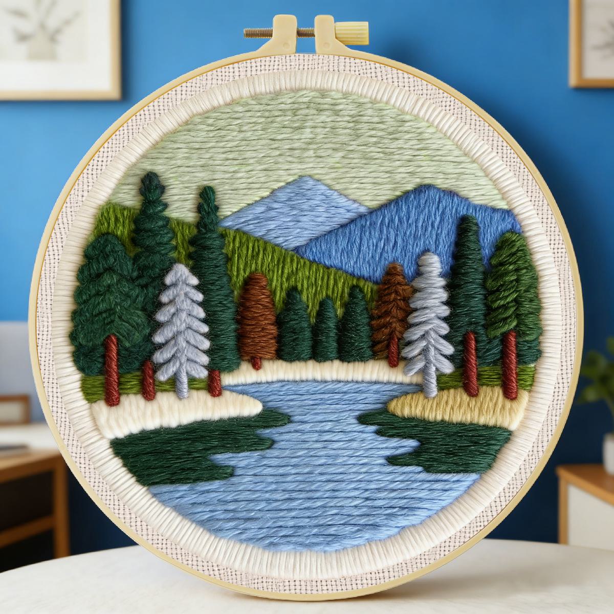 20X20CM/7.87inch Scenery punch - Printed Embroidery Kit recension och pris