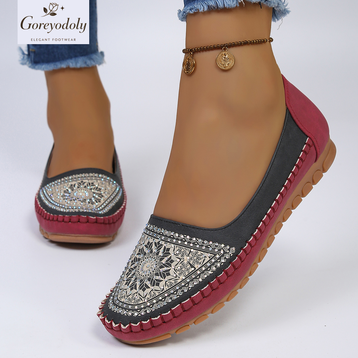 goreyodoly Women Slip On Loafe - Embroidery On Leather recension och pris