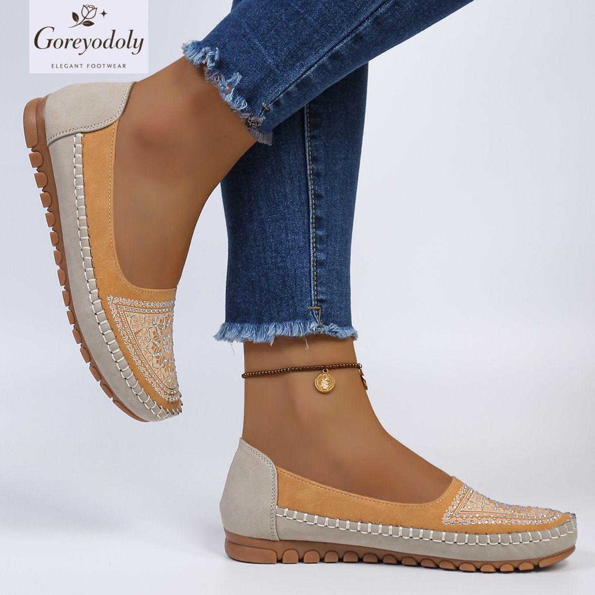 goreyodoly Women Slip On Loafe - Embroidery On Leather recension och pris