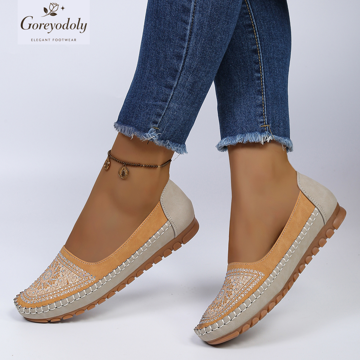 goreyodoly Women Slip On Loafe - Embroidery On Leather recension och pris
