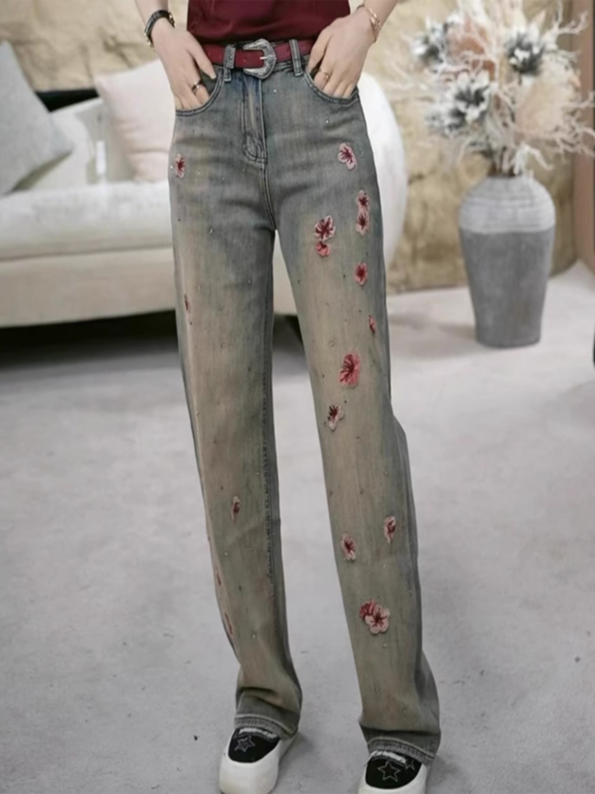 Heavy Embroidery Sakura Straig - Embroidery Jeans Sakura recension och pris